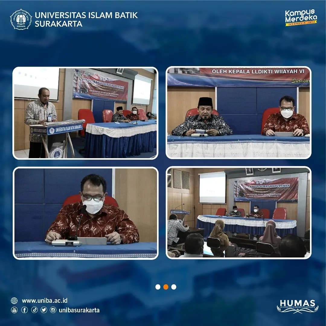 Kepala LLDIKTI Wilayah VI Serahkan SK Pembukaan Program Studi Hukum Program Magister Universitas Islam Batik Surakarta