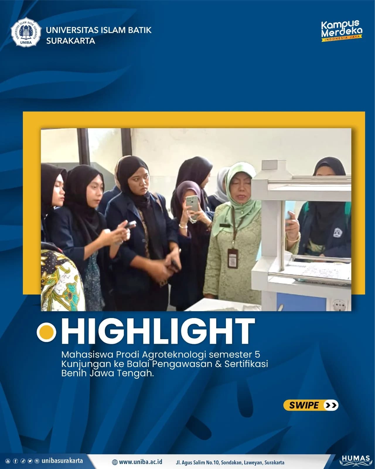 Mahasiswa Prodi Agroteknologi semester 5 Kunjungan ke Balai Pengawasan & Sertifikasi Benih Jawa Tengah